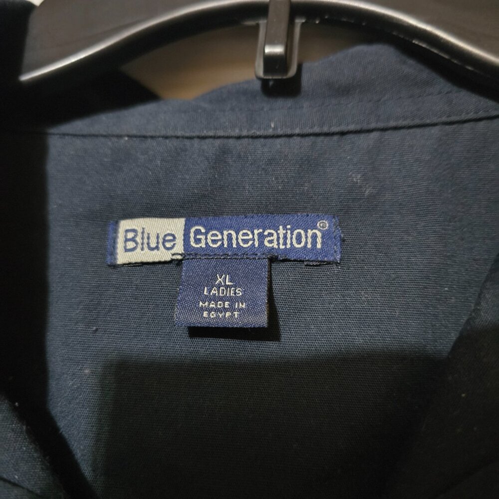 Blue Generation Women's Navy Blue Maternity Button-Up Shirt W  Embroidered Logo - Picture 3 of 8